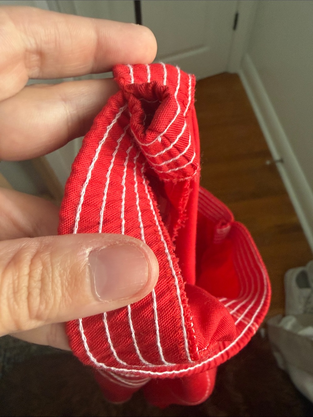 Vintage Red A-Line Skirt with Contrast Stitching - Picture 3 of 3